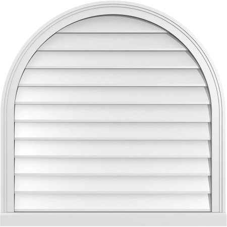 Ekena Millwork Round Top Surface Mount PVC Gable Vent w/ 2"W x 2"P Brickmould Sill Frame, 34"W x 34"H GVPRT34X3403SN